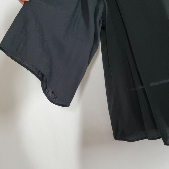 Banana Republic Womens Blouse Medium Petite Black Short Sleeve Pullover Top - Picture 4 of 7